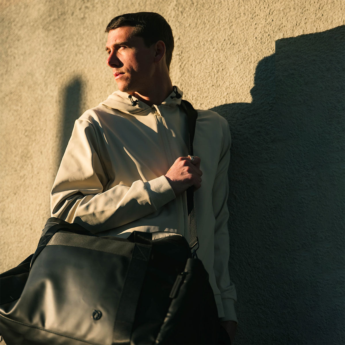 Men's cream zip up hoodie